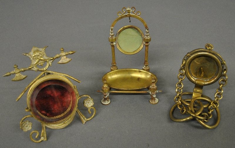 Three brass watch holders, 19th c., including one with (1 of 1)