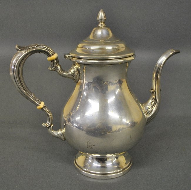 Sterling silver pear shaped coffee pot. 9.25"h. 17 Troy (1 of 2)