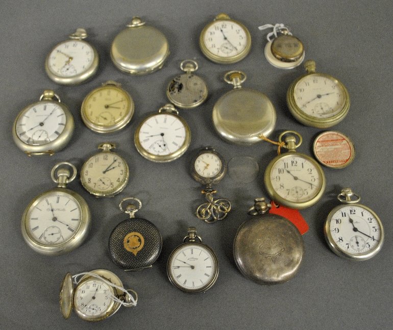 Grouping of approx. eighteen metal cased pocket watches (1 of 3)