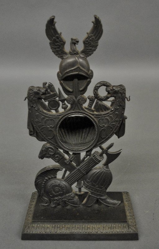 German metal watch holder with winged eagle, lion heads (1 of 4)