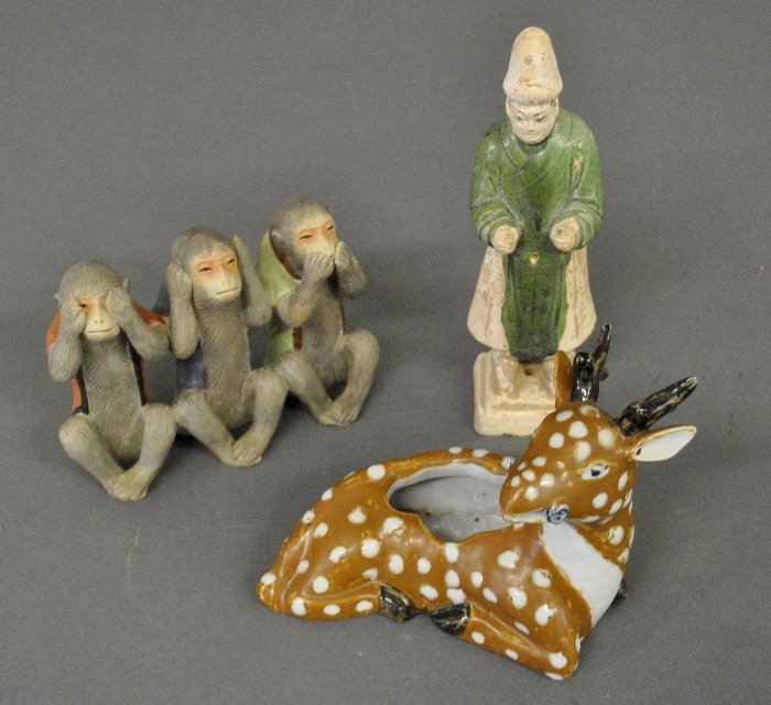Collection of misc. figures incl. a porcelain deer, (1 of 3)