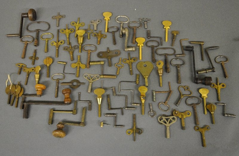 Grouping of brass and iron clock keys mostly 19th c. (1 of 1)