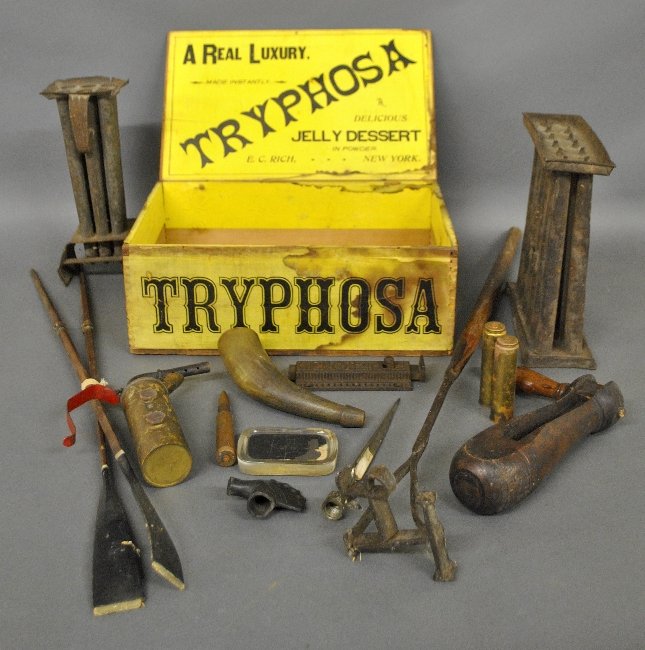 Grouping incl. a branding iron, pair of oars, a (1 of 1)