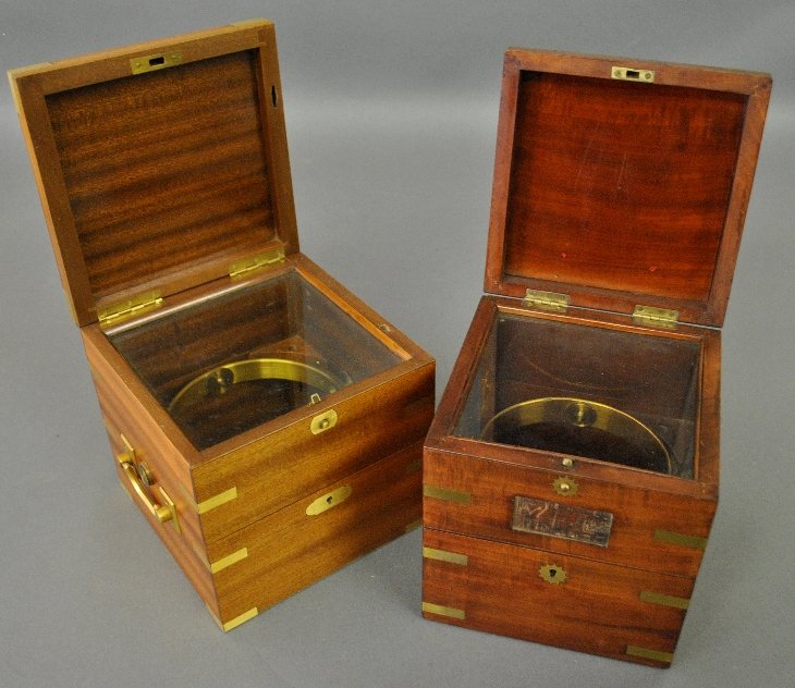 Mahogany brass bound chronometer box, 19th c., and (1 of 1)