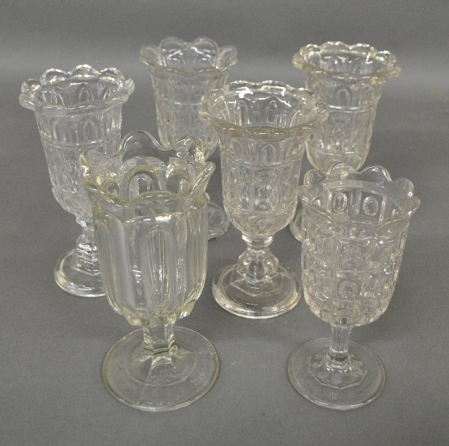 Six flint glass celerys, each approx. 10"h.x.5"dia.: Six flint glass celerys, each approx. 10"h.x.5"dia.