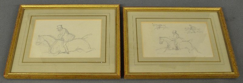 Two framed and matted pencil sketches, one of a single (1 of 1)