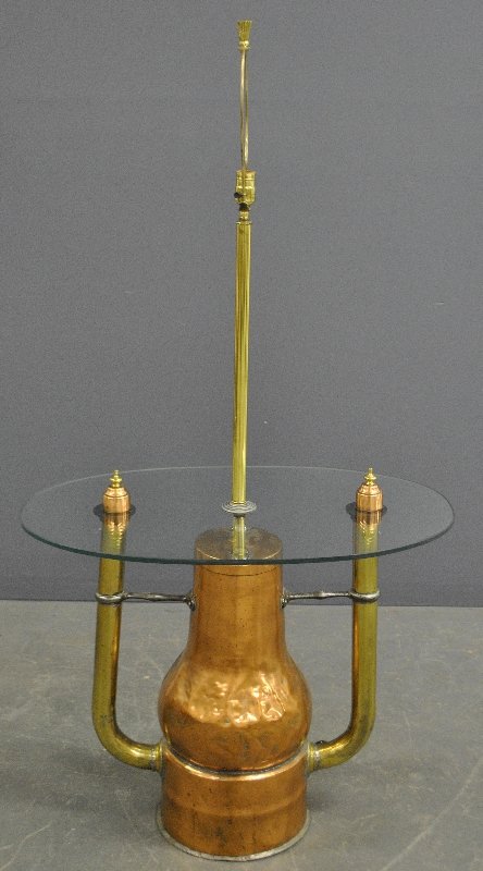 Unusual copper and brass still table lamp. 25"h.to (1 of 1)