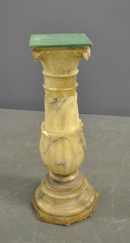 Carved marble pedestal with octagonal base. (1 of 1)