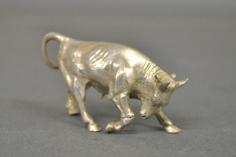 Sterling silver bull, signed S. Kirk & Son, 4 troy oz., (1 of 2)