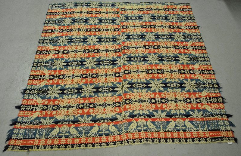 Jacquard coverlet, Andre Kump, Hanover, 1839, S. Roth. (1 of 2)