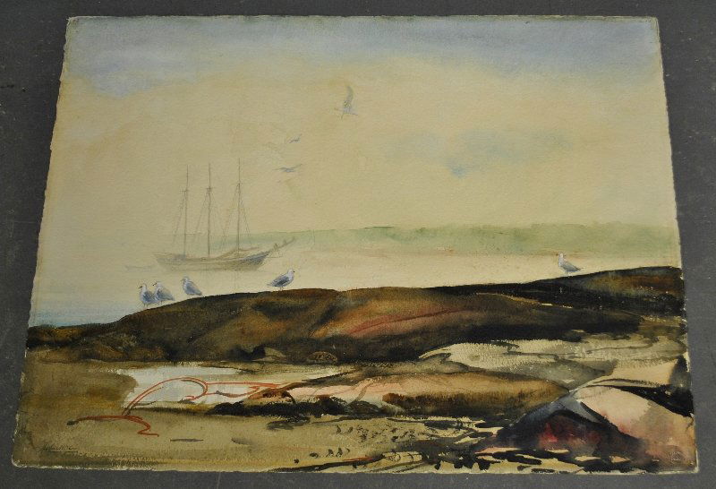 McCoy, John [American, 1910-1989] watercolor painting (1 of 2)