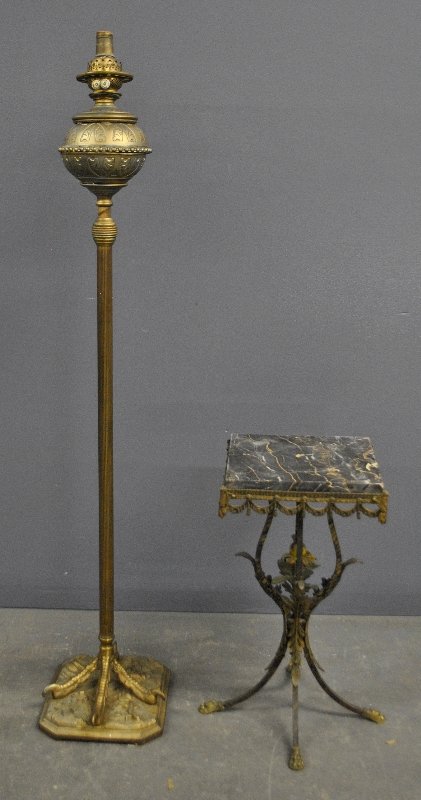 Brass piano standing lamp by Hinks & Sons with ostrich (1 of 2)