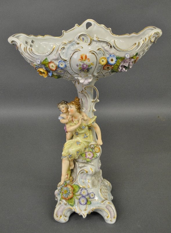 German porcelain figural compote. 20.5"h.x15"w. (1 of 2)
