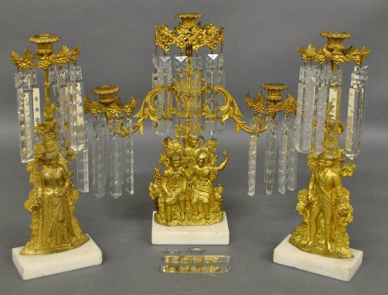 Three-piece gilt metal girandole set, 19th c. (1 of 1)