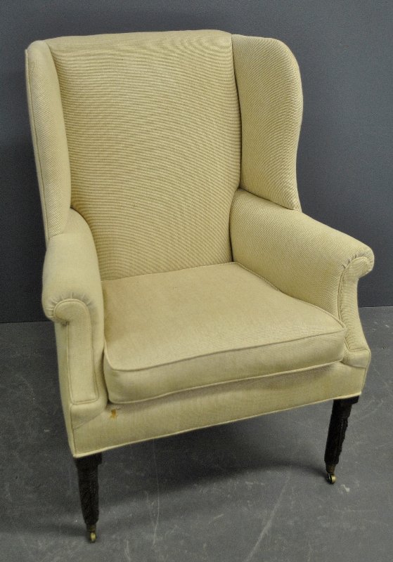 Sheraton mahogany wing chair with carved legs, c.1820. (1 of 5)
