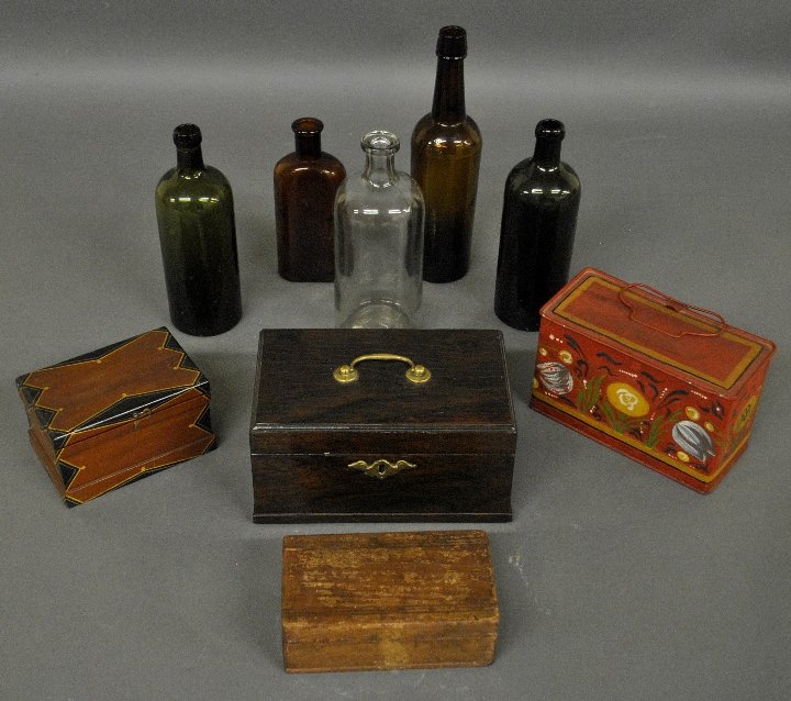 Georgian mahogany tea caddy box together with three oth (1 of 1)