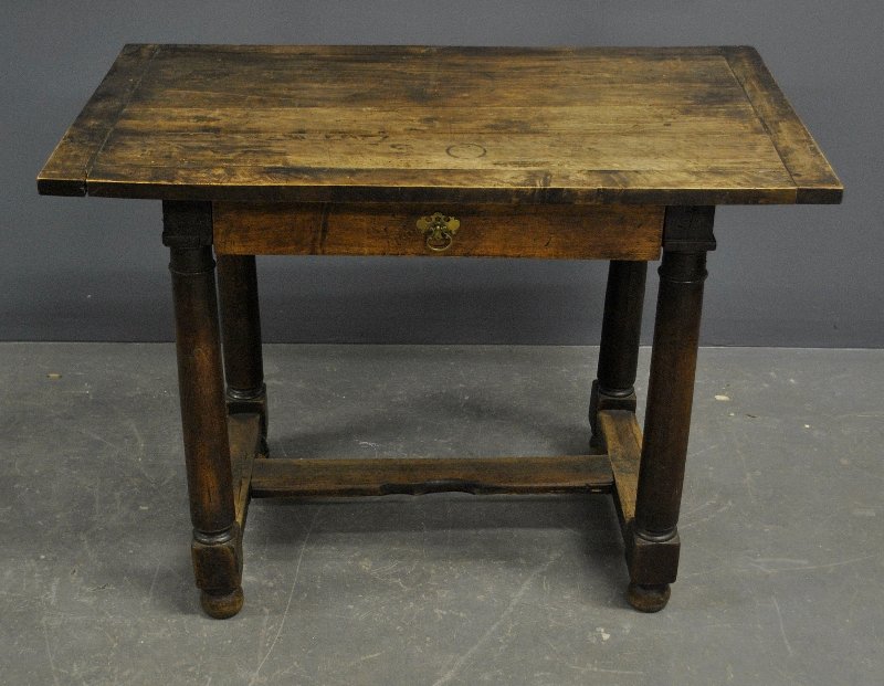Continental walnut table, probably 18th c. (1 of 2)