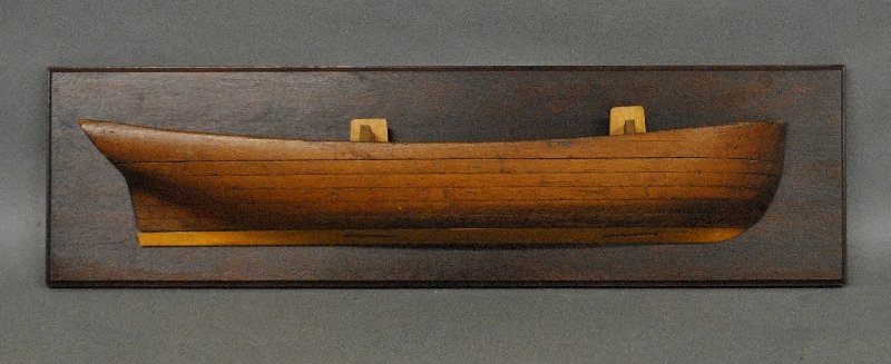 Laminated pine half-hull model mounted on a mahogany (1 of 1)