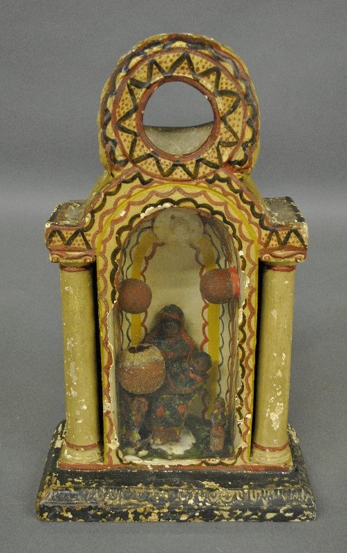 Rare chalkware reliquary watch holder, 19th c., (1 of 5)