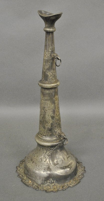 Fine silverplated fireman's parade horn signed (1 of 4)