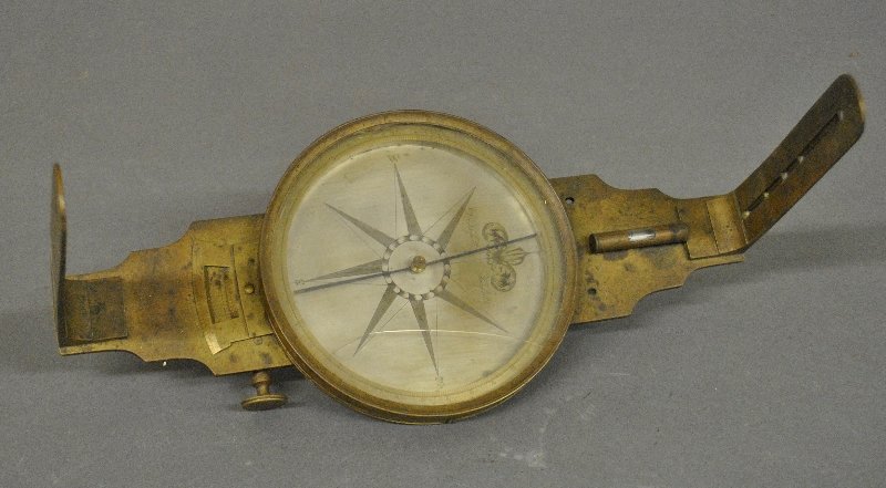 Brass surveyor's compass signed "D. Bafsett, (1 of 2)