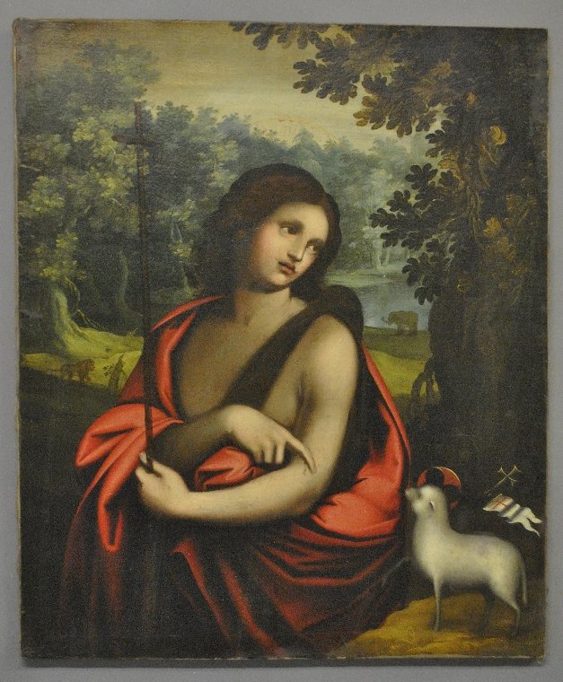 Unframed oil on canvas religious figure (1 of 2)