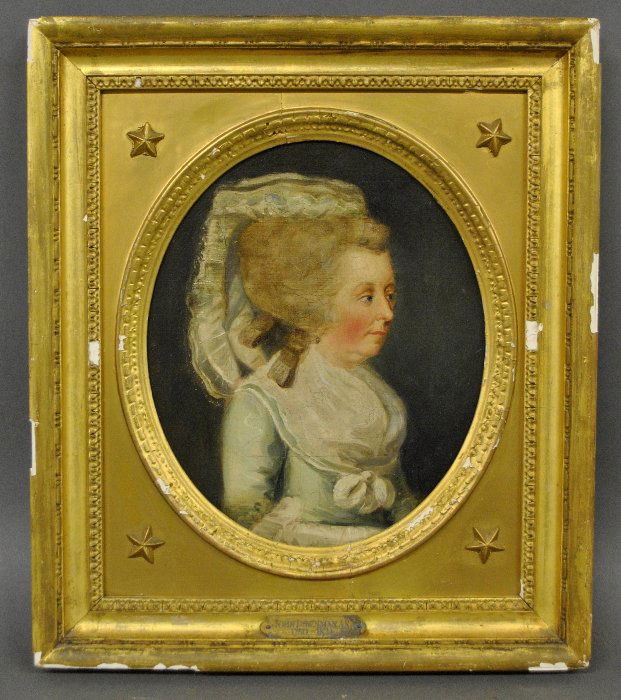 Oil on canvas oval portrait of a lady mounted in a gilt (1 of 3)