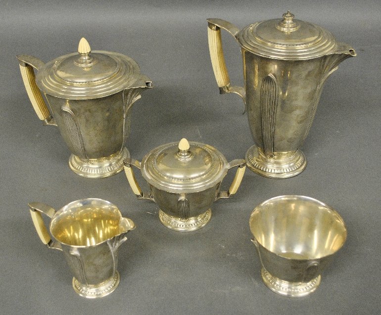Reed & Barton five-piece sterling silver Art Deco tea (1 of 2)