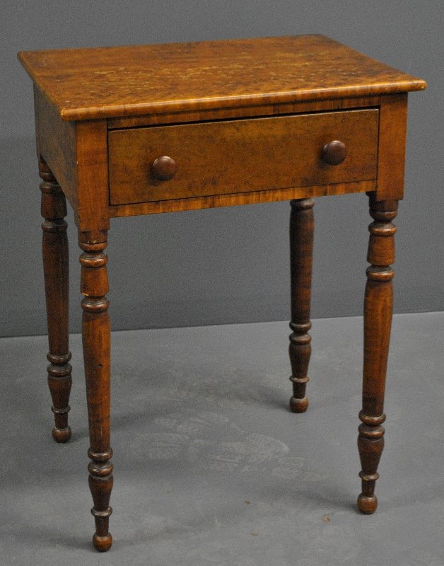 Sheraton bird's eye maple one-drawer stand, c.1820. (1 of 1)