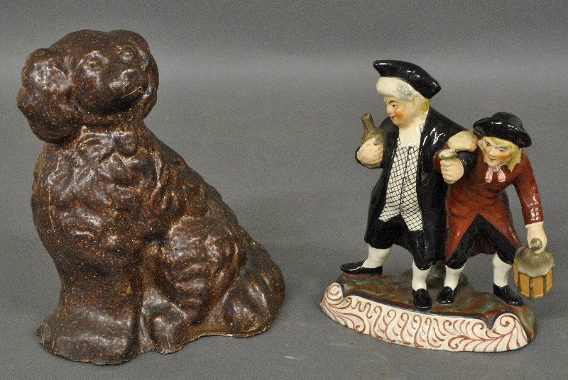 Staffordshire figural group, c.1870, 9"h., tog. with a (1 of 2)