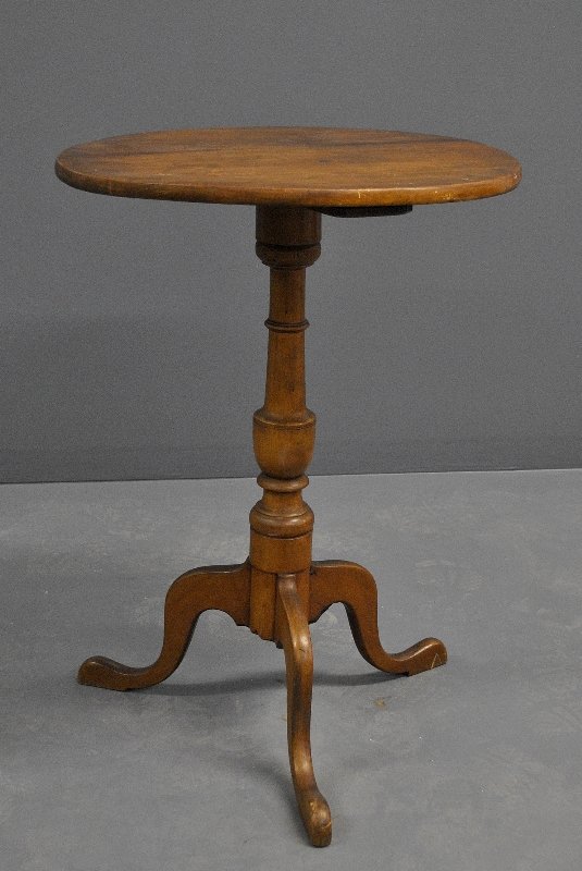 Queen Anne cherry candle stand, c.1790. 27.5"h., top (1 of 2)