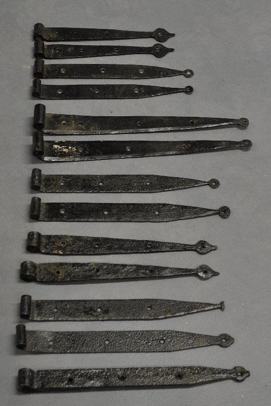 Thirteen wrought iron strap hinges, 18th/19th c. (1 of 1)