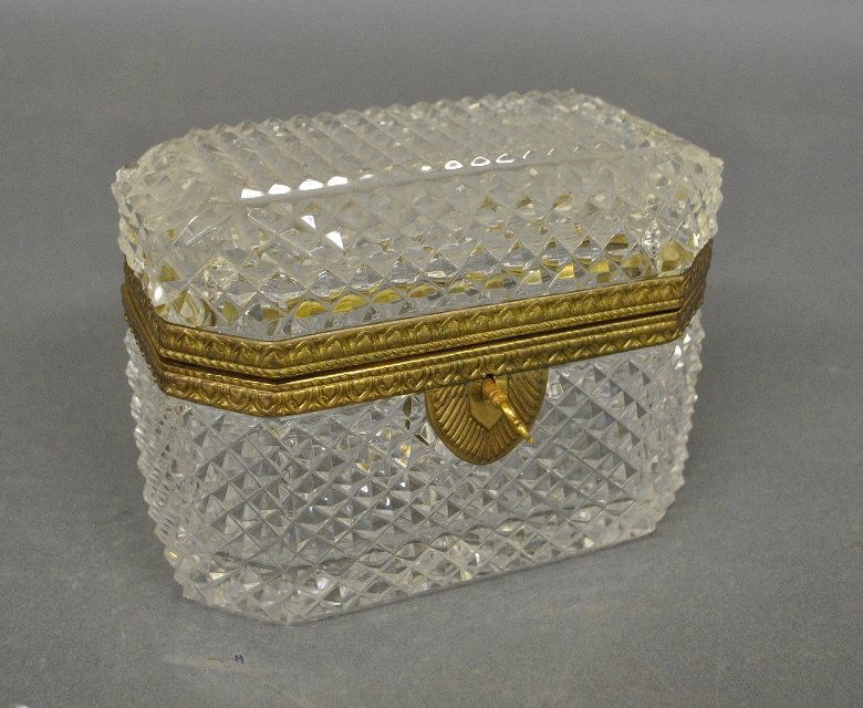 French crystal and fire gilt storage box. 4.5"h.x6.5"w. (1 of 1)