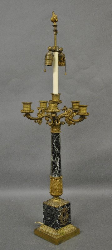 Large French Empire bronze and marble candelabra (1 of 1)