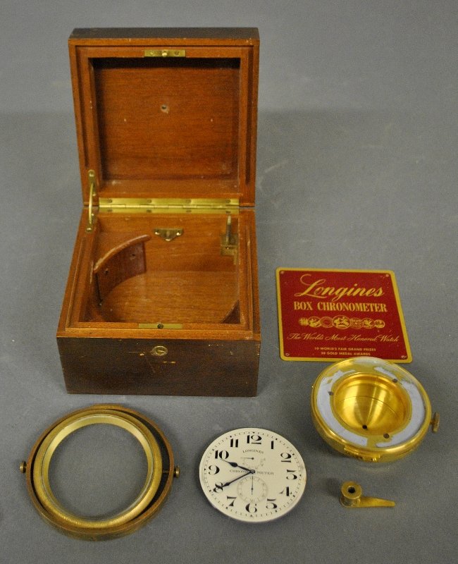 Longines chronometer mahogany box and dial- missing the (1 of 1)