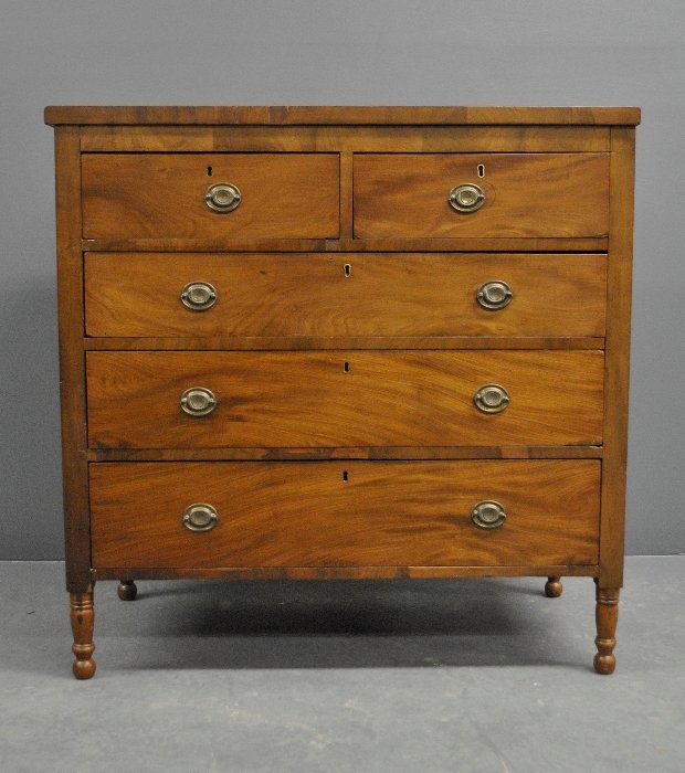 Pennsylvania Sheraton mahogany chest of drawers, (1 of 2)