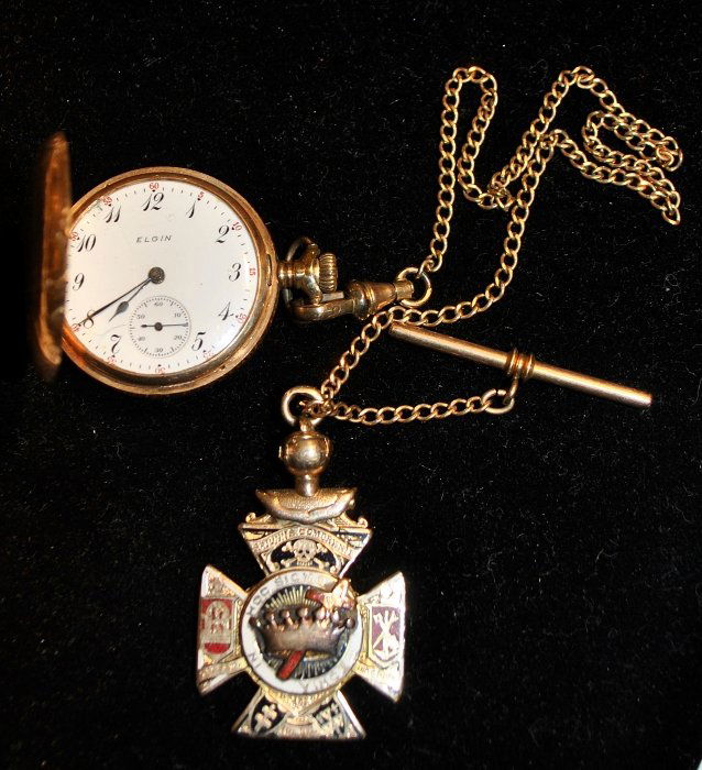 14k gold cased Elgin pocket watch, 1.25"dia., and a (1 of 1)