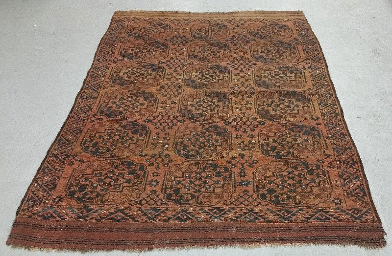 Bokara center hall carpet with geometric patterns.  9' (1 of 2)