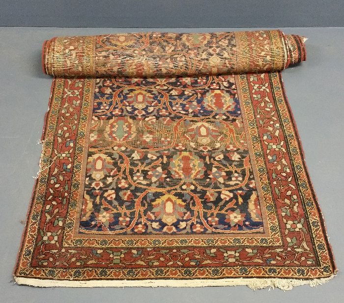 Oriental hall runner with leafy patterns. 16'9" x 3'6" (1 of 3)