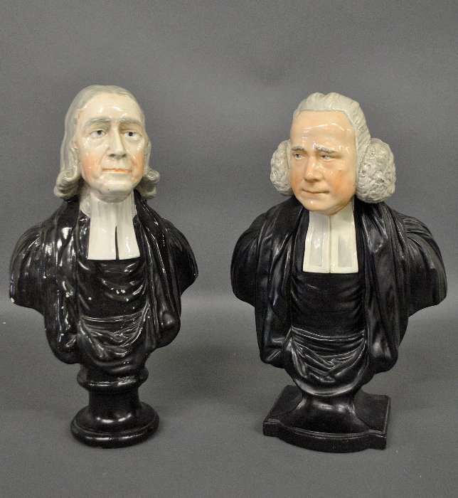 Two English Staffordshire busts, one of The Reverend (1 of 5)