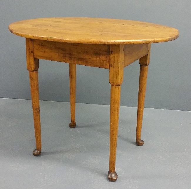 New England maple tea table, circa 1780. 27" x 34 Â½" x (1 of 2)