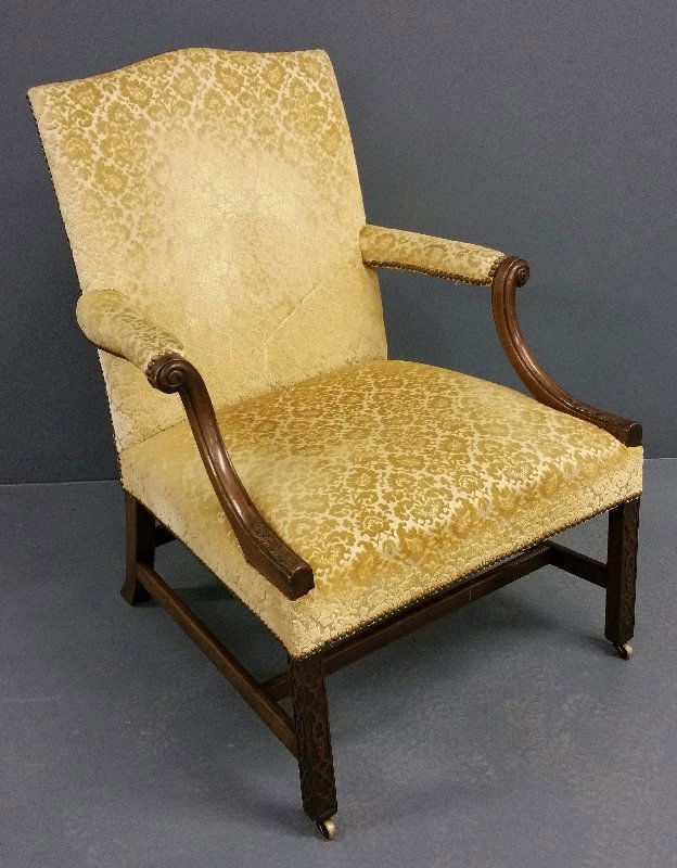 Chippendale style mahogany open armchair with blind (1 of 2)