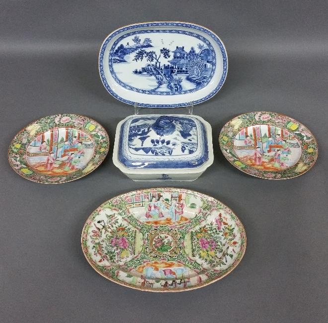 Chinese export porcelain Canton covered vegetable dish, (1 of 1)