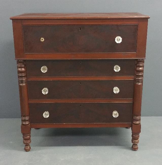 Empire mahogany chest of drawers with glass knobs and (1 of 2)