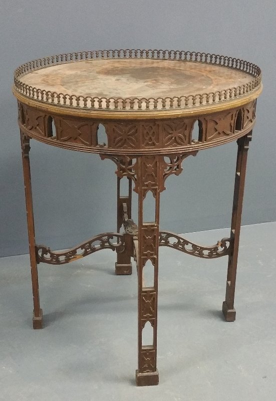 Round table with marble insert. 30 Â¼" h x 25" d (1 of 2)