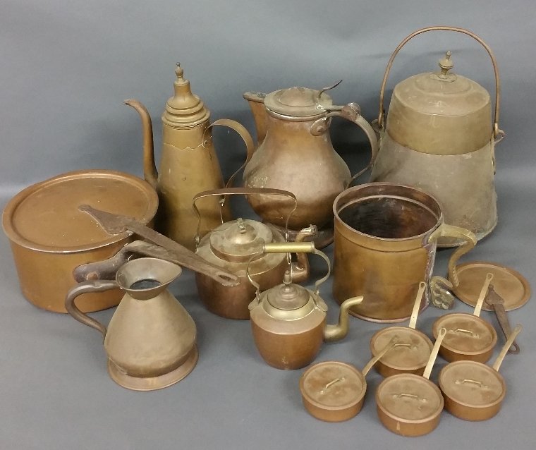 Continental copper and brass cookware, 19th/20th (1 of 1)