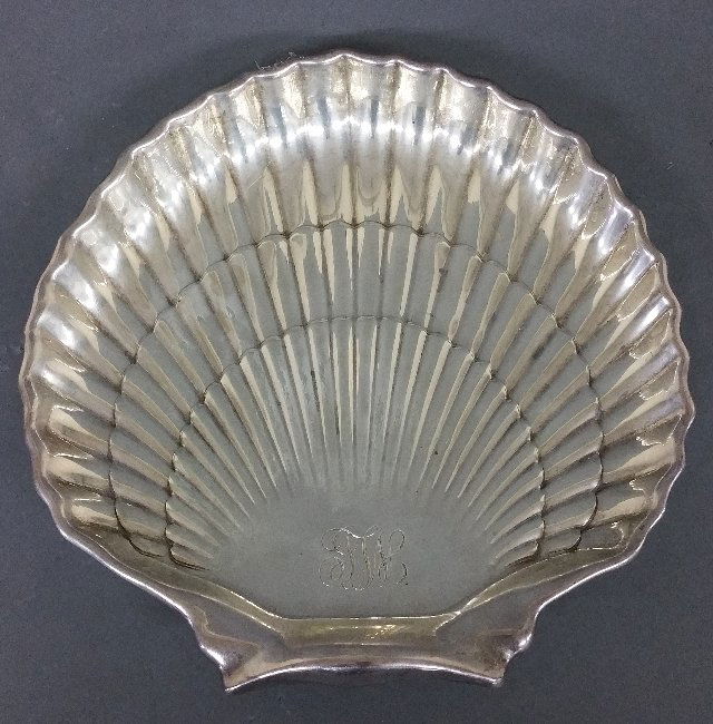 Sterling silver shell form dish by Gorham. 9 Â¼" x 9 (1 of 2)