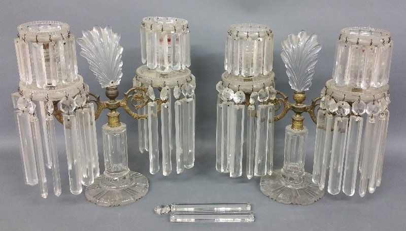 Pair of crystal candelabras with prisms, 19th century. (1 of 2)