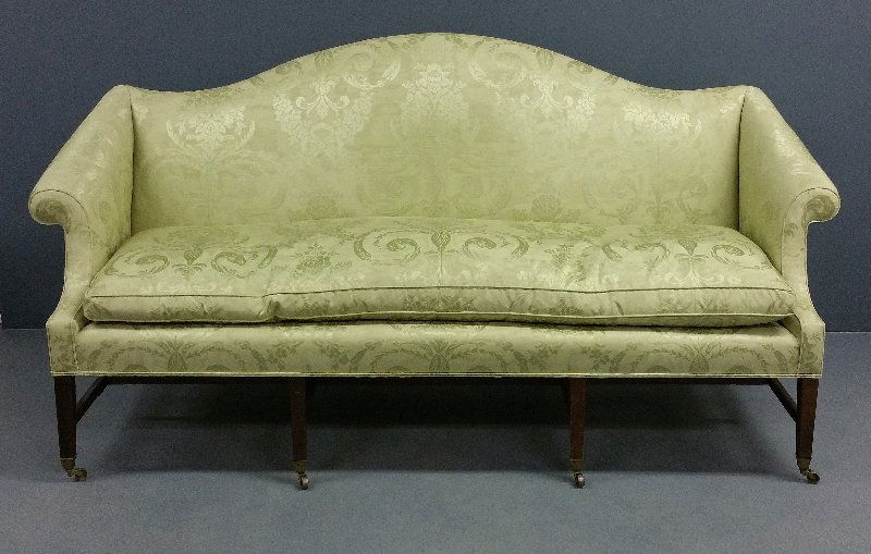 Hepplewhite mahogany camel back sofa, circa 1800 41 Â¼" (1 of 2)