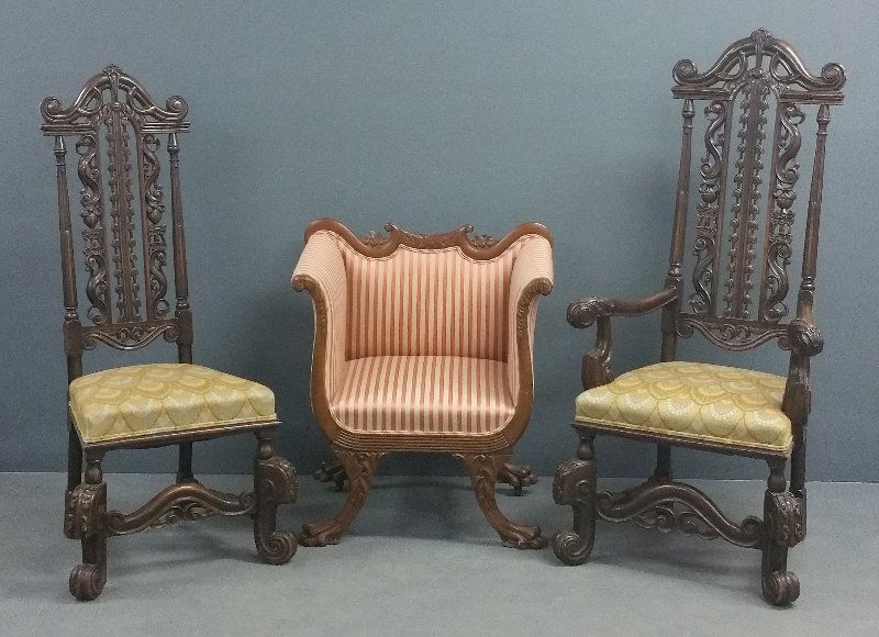 Pair of Jacobean style walnut chairs, together with a (1 of 1)